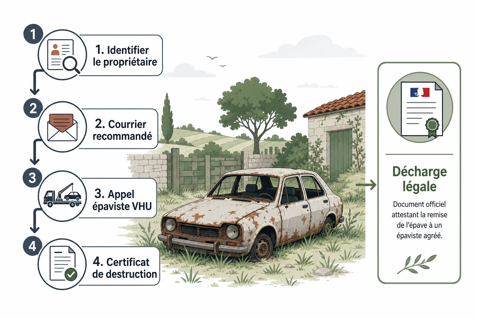 Épave sur terrain privé : droits et démarches en Drôme-Ardèche